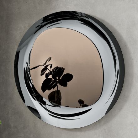 Oglindă din bronz cu ramă din sticlă fumurie fabricată în Italia - Anselma Viadurini