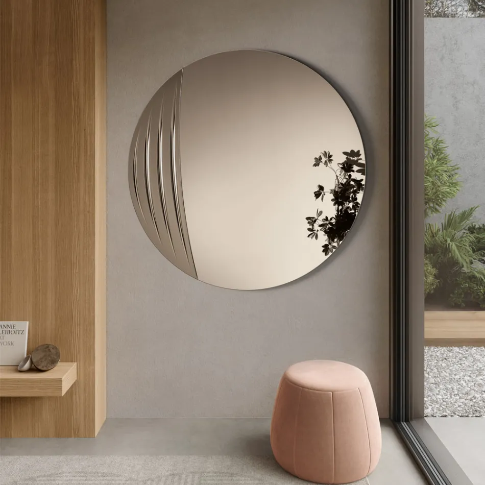 Oglindă circulară în două dimensiuni și două culori fabricată în Italia - Auren Viadurini