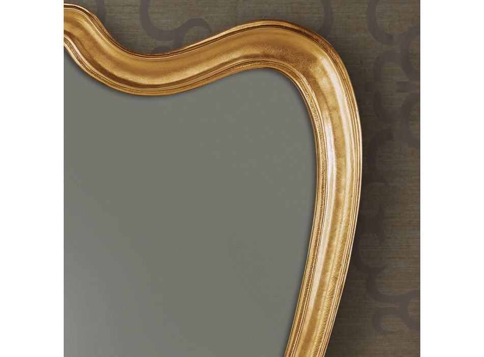 Cadru din lemn clasic în formă de oglindă, frunză de aur, fabricat în Italia - Jenny Viadurini