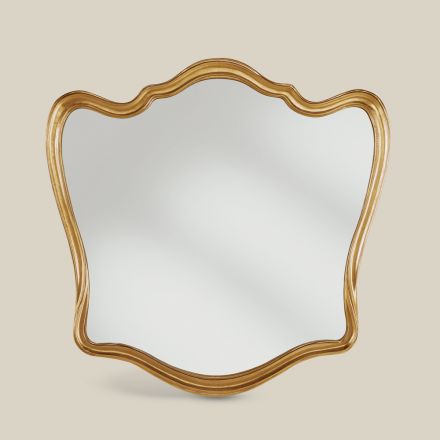 Cadru din lemn clasic în formă de oglindă, frunză de aur, fabricat în Italia - Jenny Viadurini