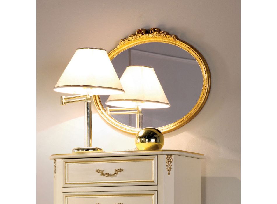 Oglinda ovala clasica cu rama de foita de aur Made in Italy - Pretioasa Viadurini