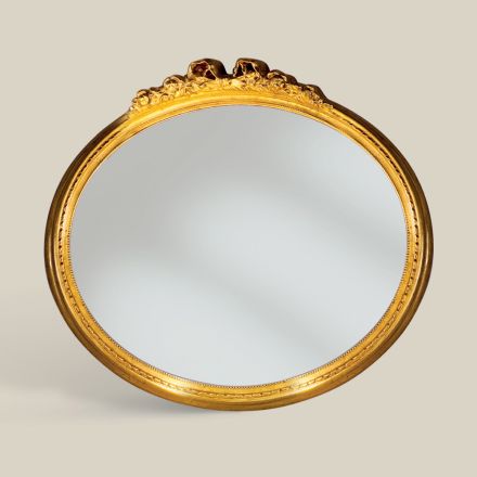 Oglindă ovală clasică cu ramă în foiță de aur Made in Italy - Prețioasă Viadurini
