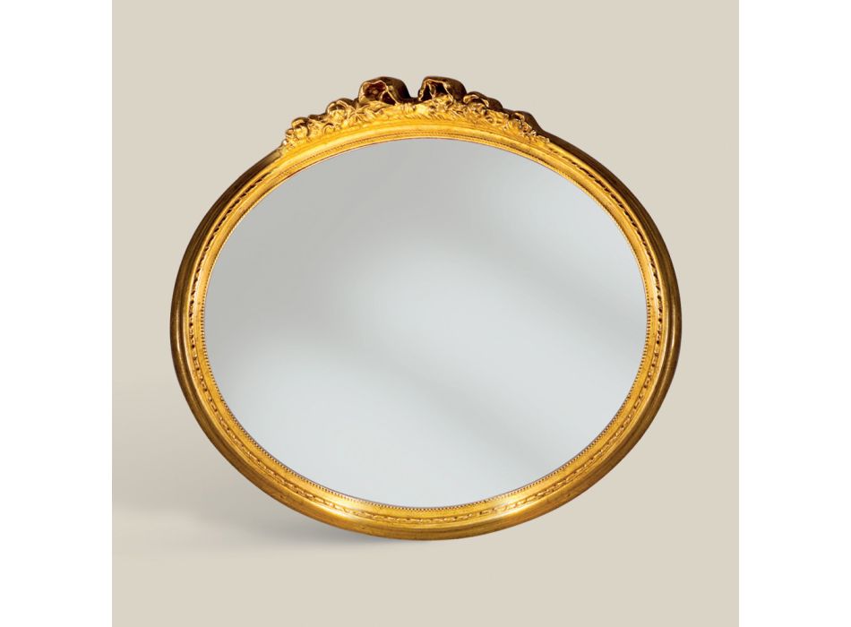 Oglindă ovală clasică cu ramă în foiță de aur Made in Italy - Prețioasă Viadurini