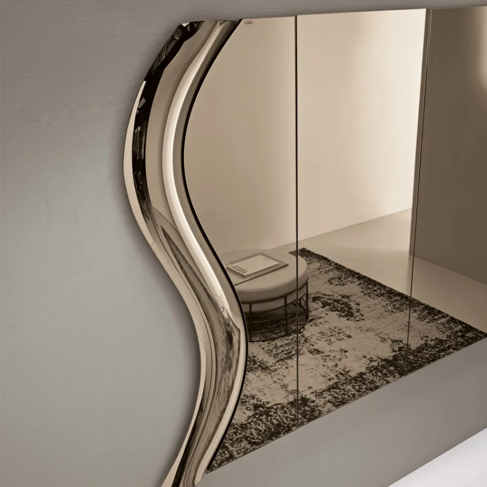 Oglindă Sorya de culoare bronz din sticlă fuzionată cu inserție centrală, fabricată în Italia Viadurini
