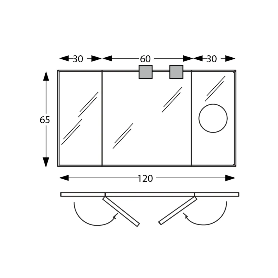 Oglindă cu 2 laturi mobile și oglindă lupă Made in Italy - Nelson Viadurini