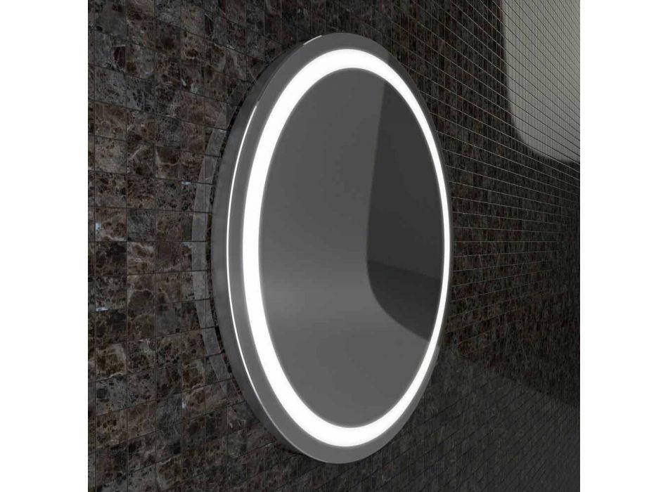 Oglinda cu margini din oțel inoxidabil, lumini cu LED-uri moderne de design Charly Viadurini