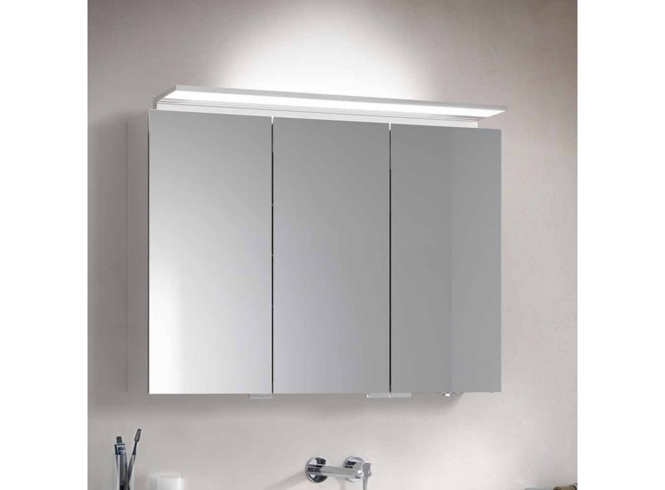 Oglindă modernă cu 3 uși pentru dulap cu rafturi interne - Bramo Viadurini