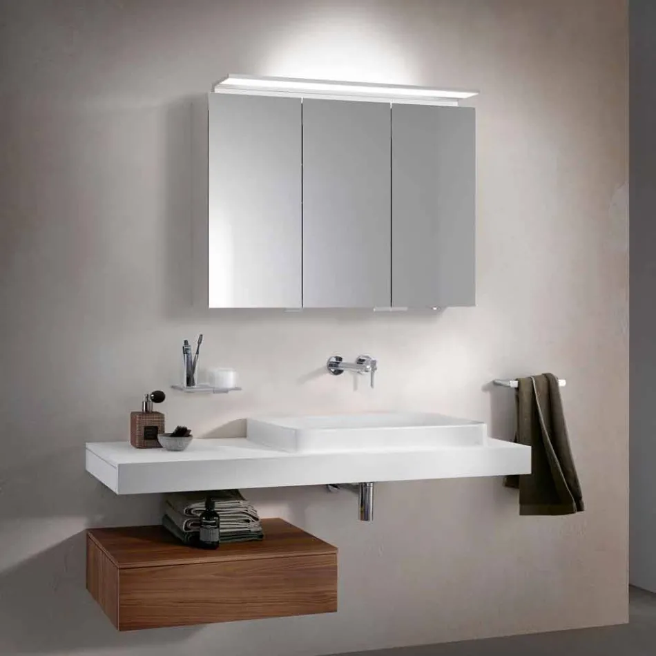 Oglindă modernă cu 3 uși pentru dulap cu rafturi interne - Bramo Viadurini