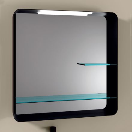 Oglinda cu rama metalica si 2 rafturi din sticla Made in Italy - William Viadurini