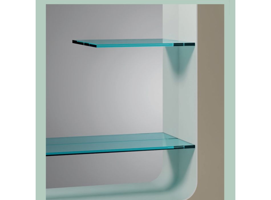 Oglinda cu rama metalica si 2 rafturi din sticla Made in Italy - William Viadurini