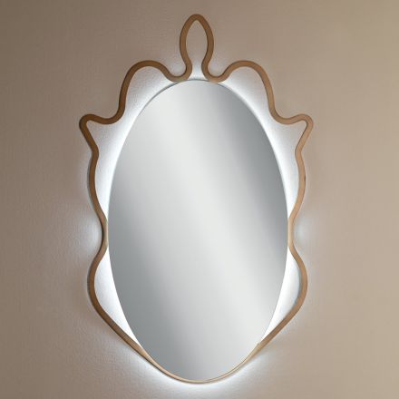 Oglinda cu rama metalica si LED-uri integrate Made in Italy - Leonardo Viadurini