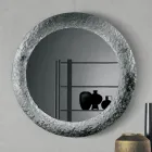 Oglindă cu ramă din sticlă ciocănită, spate argintiu, fabricată în Italia - Basilia Viadurini