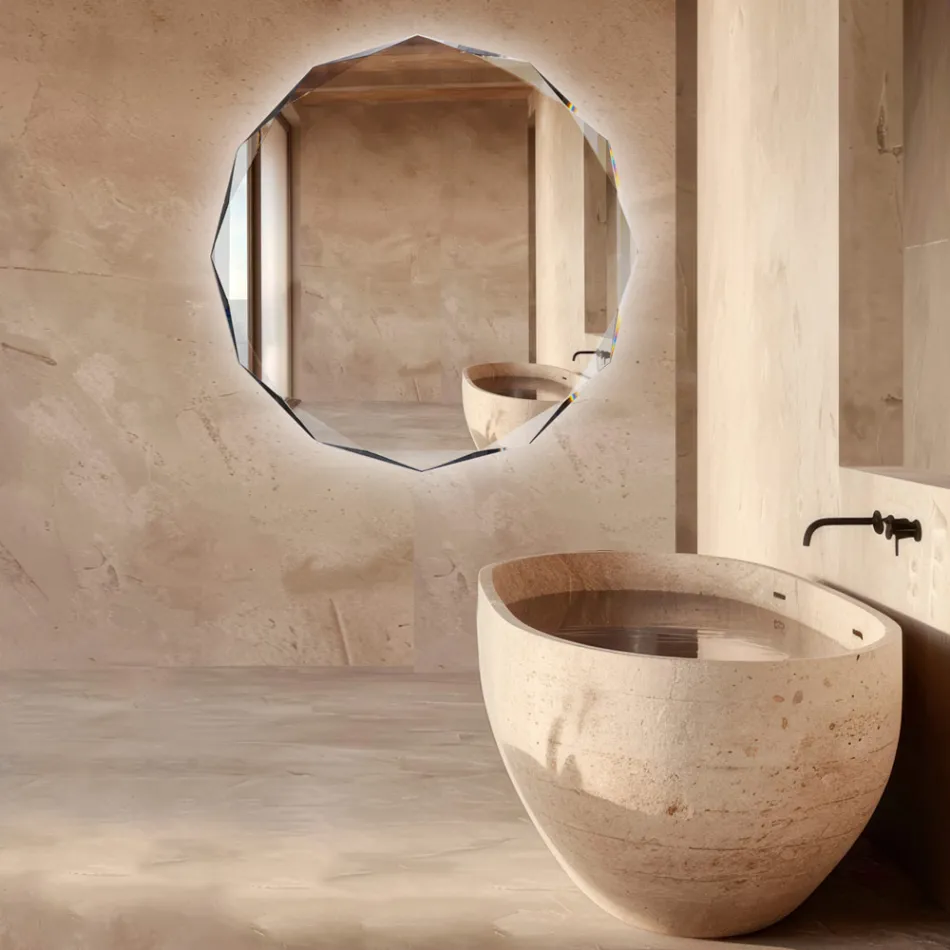 Oglindă gravată cu diamant și margine teșită - Excelsior Viadurini