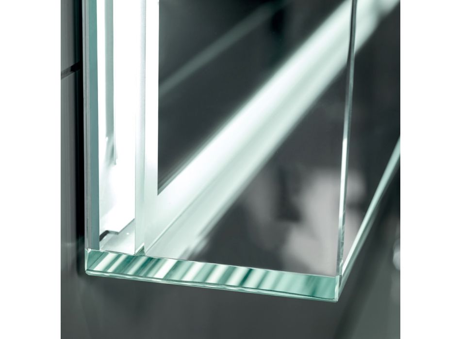 Oglinda cu lumini integrate si rama de cristal Made in Italy - Isaac Viadurini