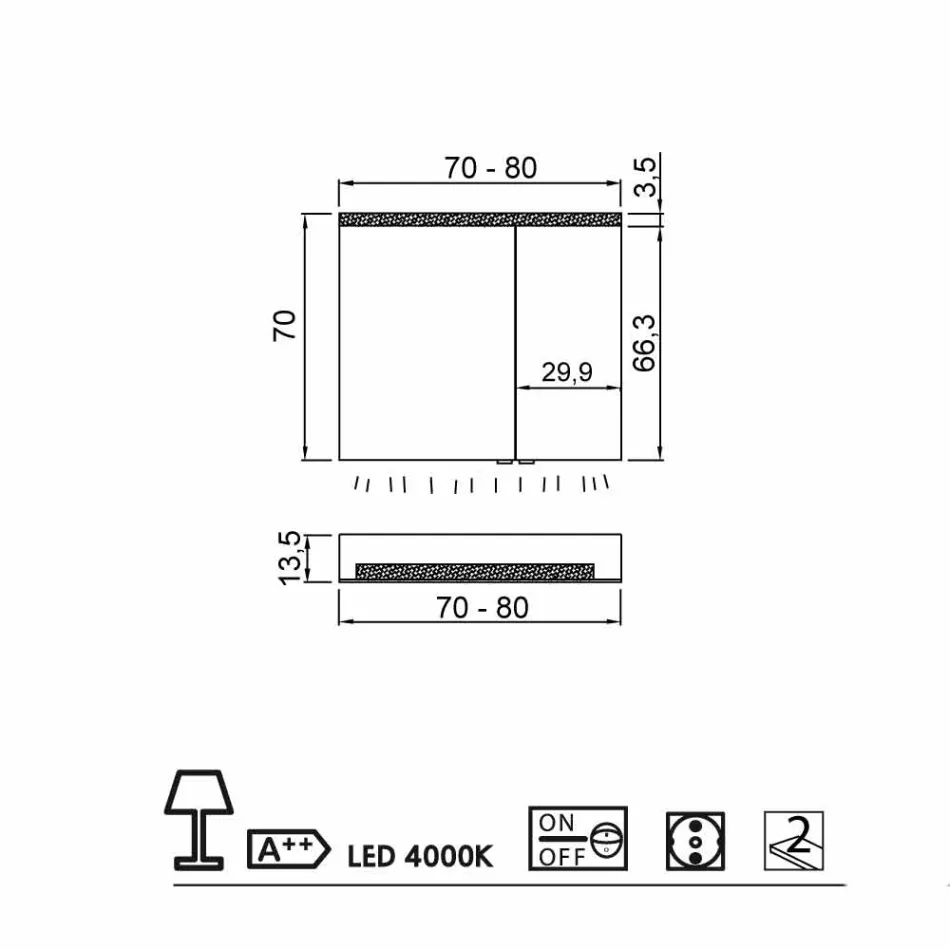 dulap oglindă 2 uși design modern, iluminat cu LED-uri, Carol Viadurini