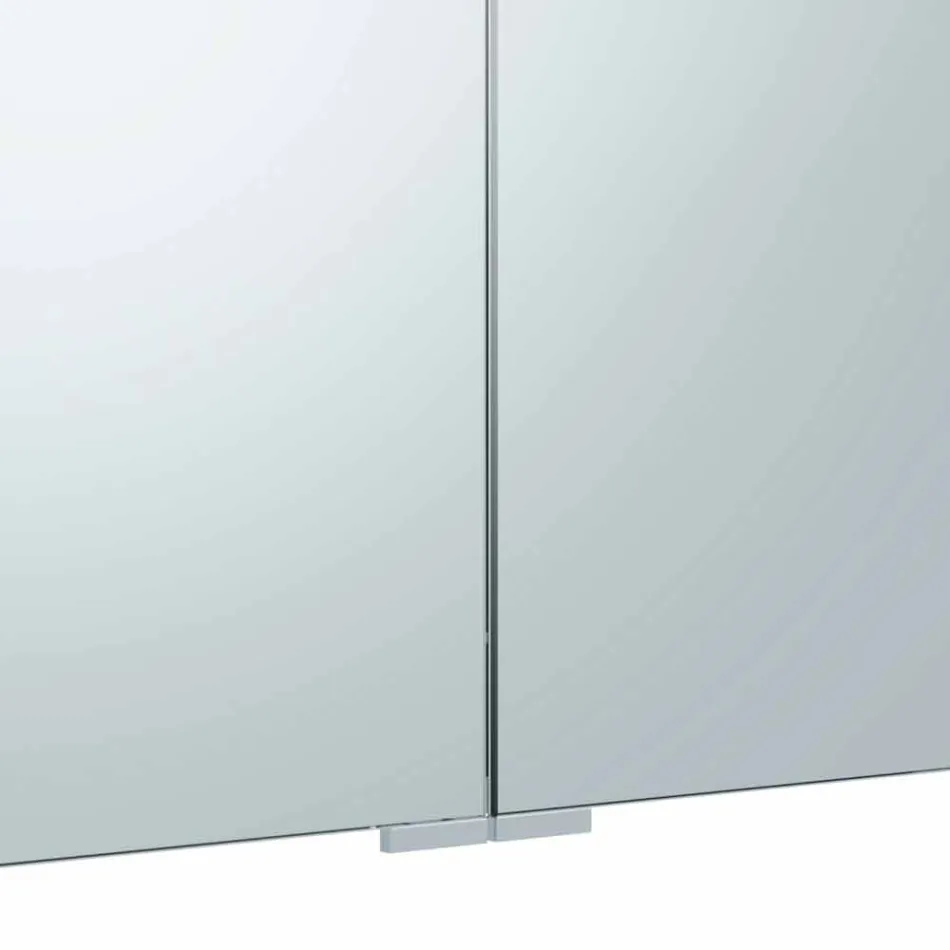 Oglindă container cu 3 uși cu 9 rafturi interne și iluminare cu LED - clichet Viadurini