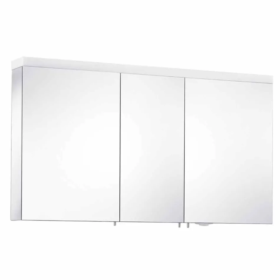 Oglindă de depozitare cu 3 uși din aluminiu vopsit argintiu - Alfio Viadurini