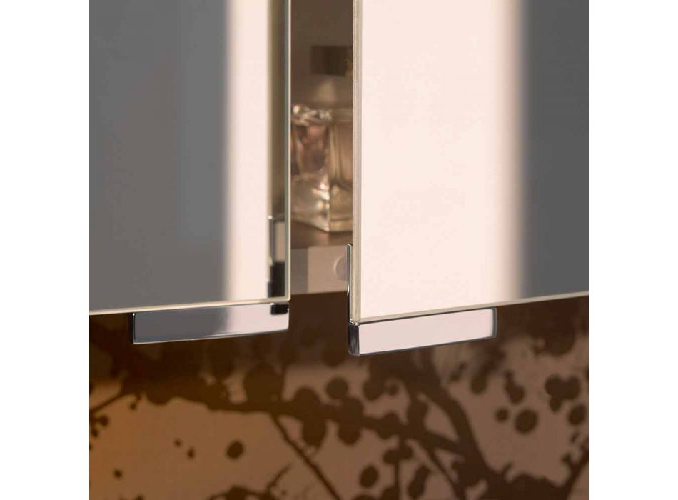 Container pentru oglinzi cu 4 uși din cristal cu 12 rafturi și 4 lumini LED - Maxi Viadurini