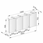 Container pentru oglinzi cu 4 uși din cristal cu 12 rafturi și 4 lumini LED - Maxi Viadurini