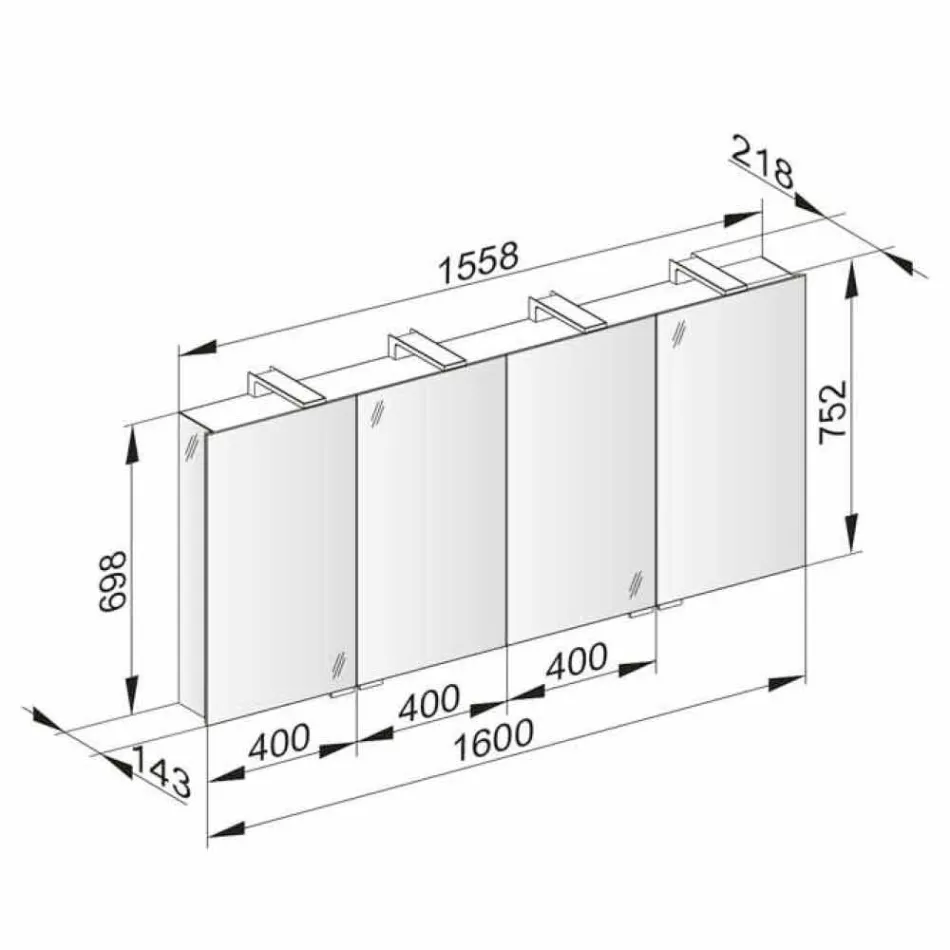 Container pentru oglinzi cu 4 uși din cristal cu 12 rafturi și 4 lumini LED - Maxi Viadurini