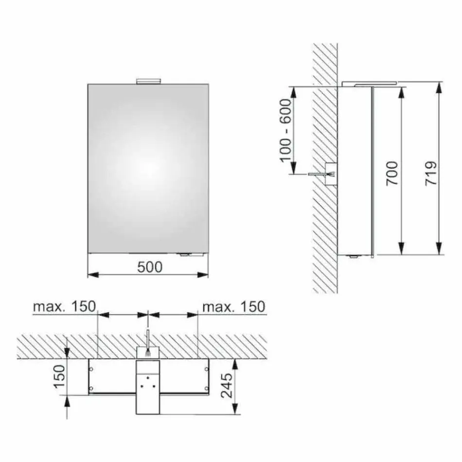 Oglindă de depozitare de perete cu ușă articulată și iluminat cu LED - clichet Viadurini
