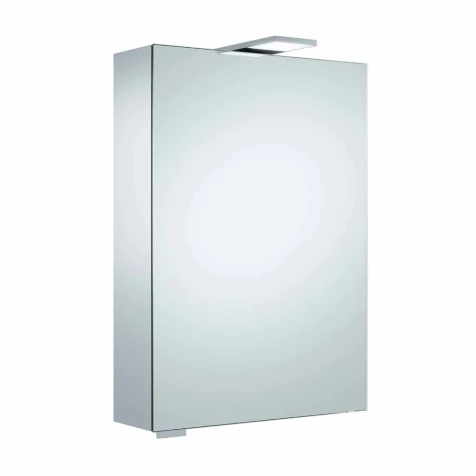 Oglindă de depozitare de perete cu ușă articulată și iluminat cu LED - clichet Viadurini