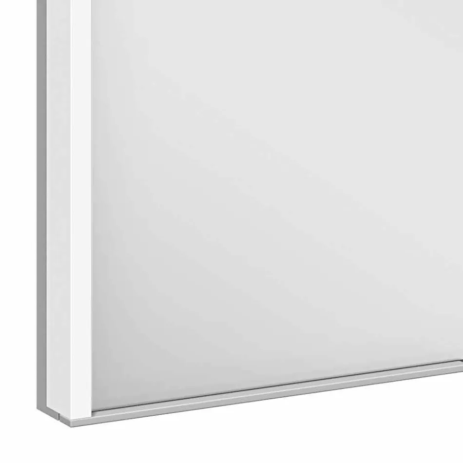 Dulap modern cu oglindă încastrată din aluminiu vopsit argintiu - Demon Viadurini