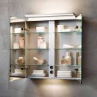 Oglindă de perete cu 2 uși cu lumină LED și prize de curent - Bramo Viadurini