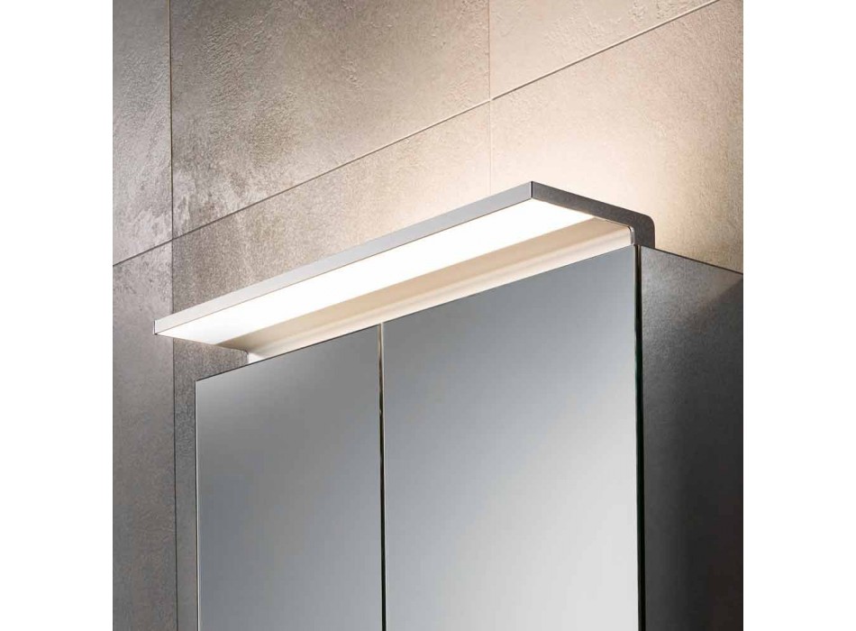 Oglindă de perete cu 2 uși cu lumină LED și prize de curent - Bramo Viadurini