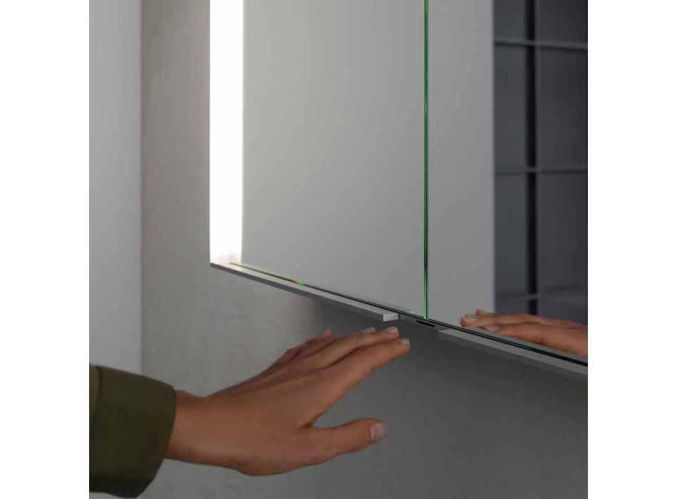 Oglindă de perete din aluminiu cu iluminare LED - Demon Viadurini