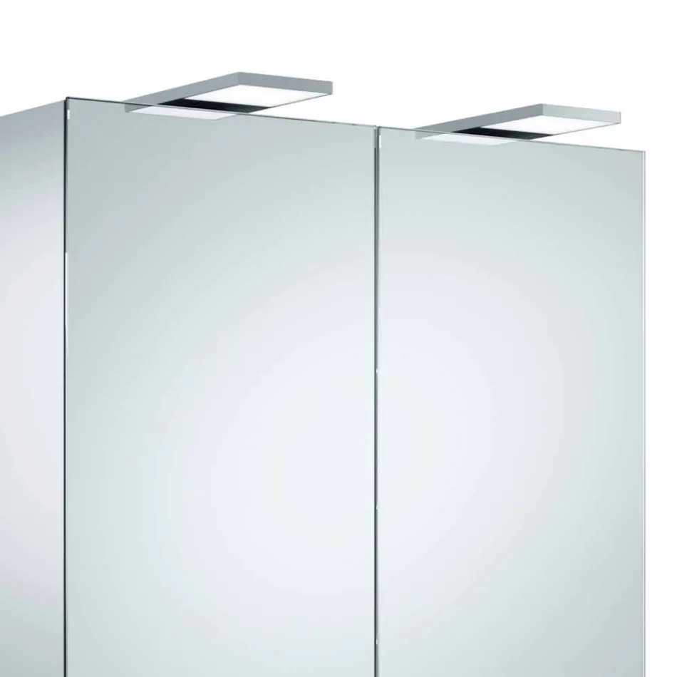 Oglindă modernă de depozitare de perete cu 2 uși și iluminat cu LED - clichet Viadurini
