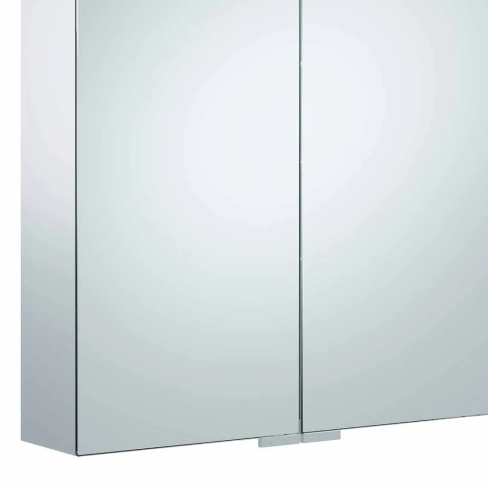 Oglindă modernă de depozitare de perete cu 2 uși și iluminat cu LED - clichet Viadurini