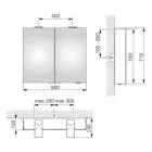 Oglindă modernă de depozitare de perete cu 2 uși și iluminat cu LED - clichet Viadurini