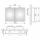 Oglindă modernă de depozitare de perete cu 2 uși și iluminat cu LED - clichet Viadurini