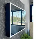 Container din lemn pentru oglinda cu oglinda dubla si lumini Made in Italy - Darwin Viadurini