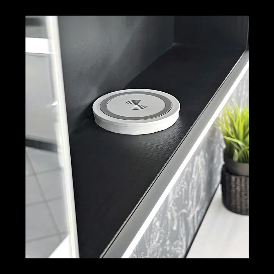 Container din lemn pentru oglinda cu oglinda dubla si lumini Made in Italy - Darwin Viadurini