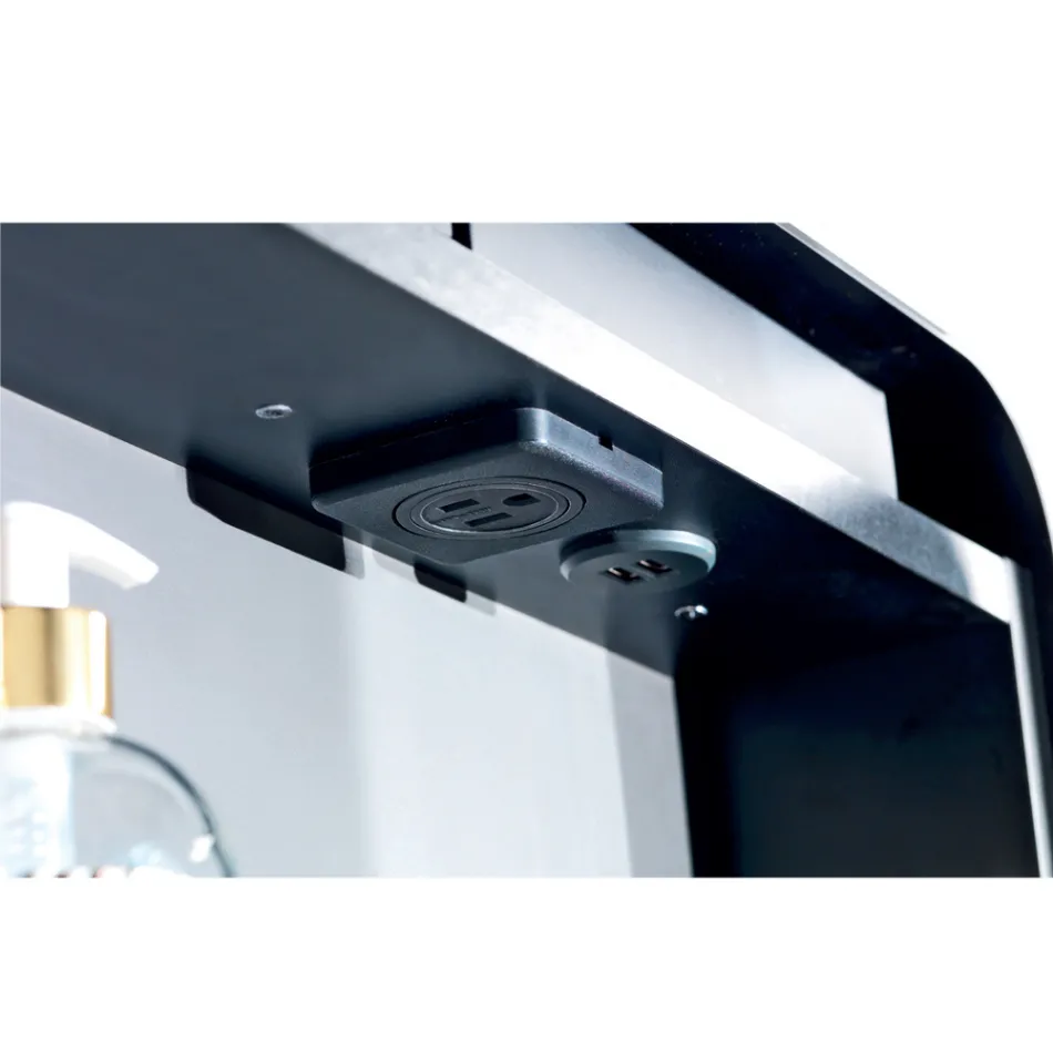 Container metalic cu oglindă cu ușă cu oglindă dublă și lumini Made in Italy - Jane Viadurini