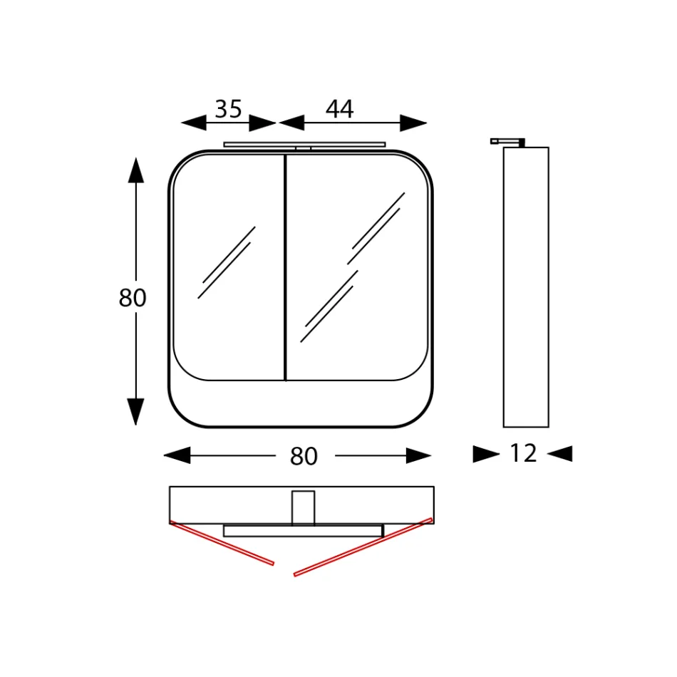 Container metalic cu oglindă cu uși duble cu oglindă și lumini Made in Italy - Galileo Viadurini