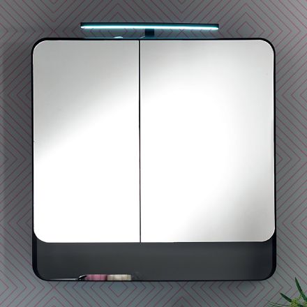 Container metalic cu oglindă cu uși duble cu oglindă și lumini Made in Italy - Galileo Viadurini