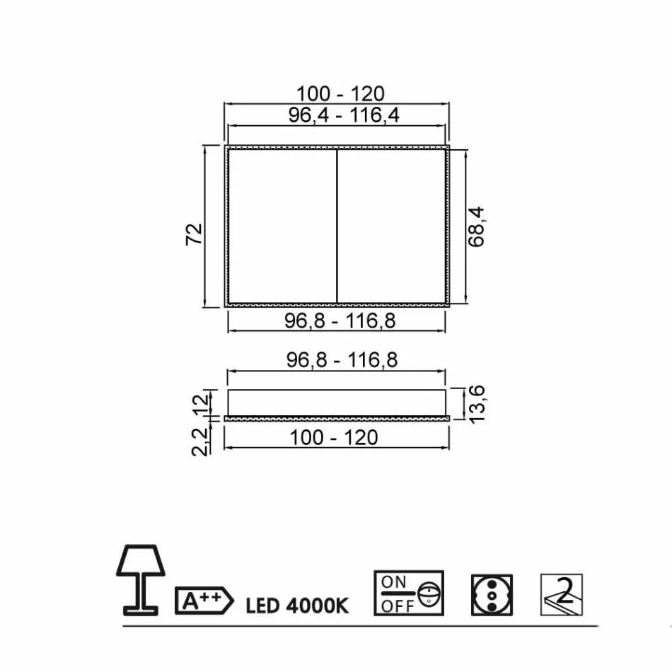 Oglinda LED pachet cu un design modern, 2 usi built-in, Adele Viadurini