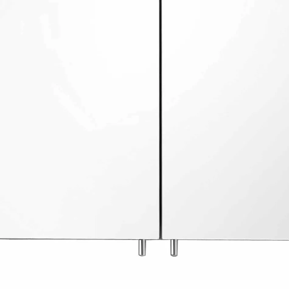 Oglindă modernă pentru containere cu 2 uși din aluminiu vopsit în argint - Alfio Viadurini