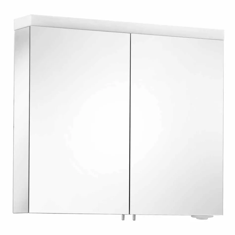 Oglindă modernă pentru containere cu 2 uși din aluminiu vopsit în argint - Alfio Viadurini