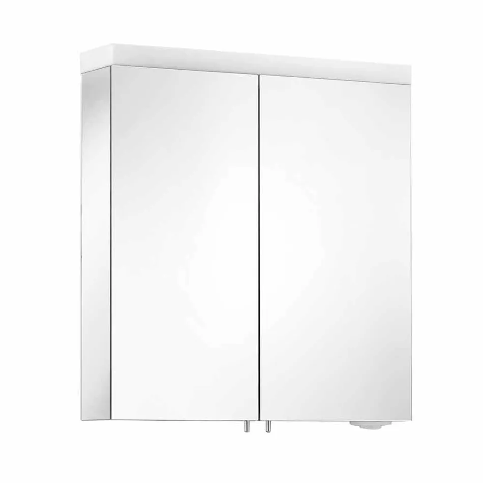 Oglindă modernă pentru containere cu 2 uși din aluminiu vopsit în argint - Alfio Viadurini