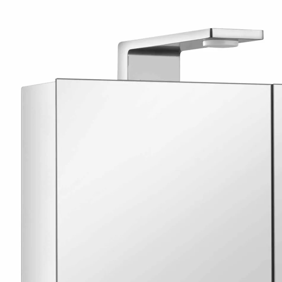 Oglindă modernă pentru containere cu 3 uși din cristal și 3 lumini LED - Maxi Viadurini