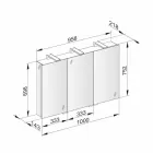 Oglindă modernă pentru containere cu 3 uși din cristal și 3 lumini LED - Maxi Viadurini