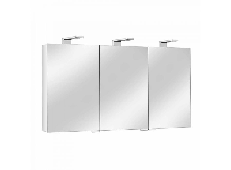 Oglindă modernă pentru containere cu 3 uși din cristal și 3 lumini LED - Maxi Viadurini