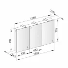 Oglindă modernă pentru containere cu 3 uși din cristal și 3 lumini LED - Maxi Viadurini