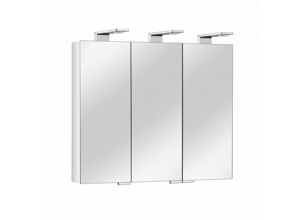 Oglindă modernă pentru containere cu 3 uși din cristal și 3 lumini LED - Maxi Viadurini