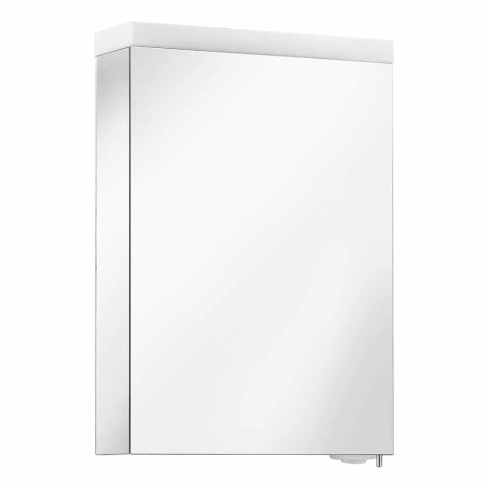 Oglindă modernă pentru containere cu ușă articulată și iluminare cu LED - Alfio Viadurini