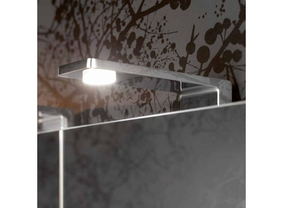 Oglindă modernă de depozitare cu ușă din cristal și detalii cromate - Maxi Viadurini